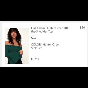 Hunter green Long sleeve off the shoulder top